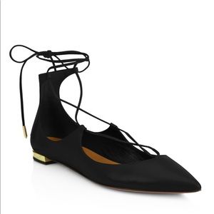 Aquazzura Christy Leather Lace Up Flats